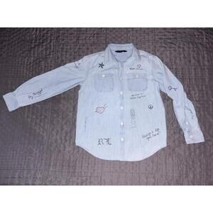 Polo Ralph Lauren Girls Pony Logo Denim Button Up Shirt Blue Size 10